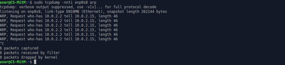 tcpdump viewing arp requests