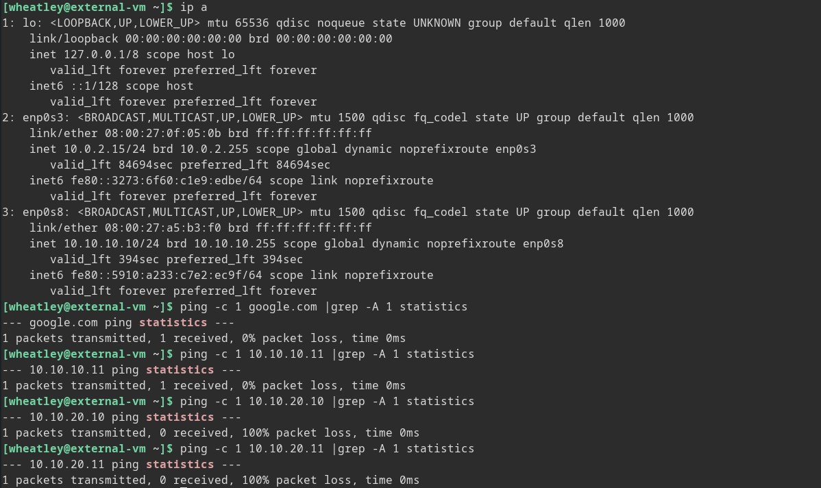 External-VM ip and ping check